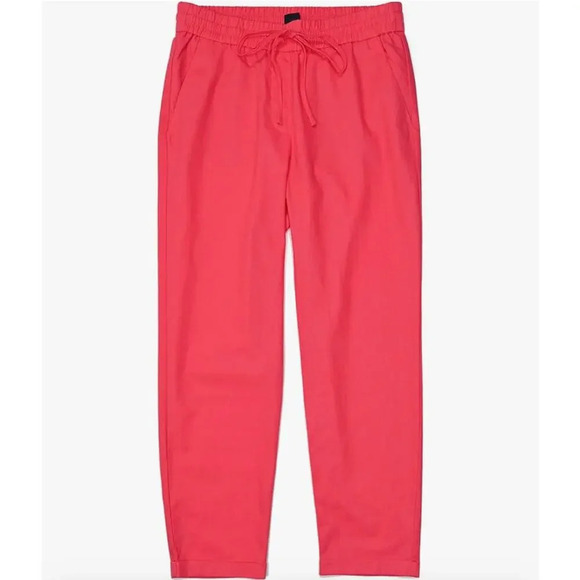 NWT J.Crew Size 22 Mercantile Women Drawstring Pant Pink Guava Plus Size Linen - Picture 1 of 10